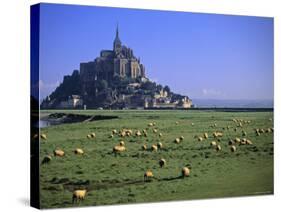 Mont St Michel, Manche, Normandy, France-Walter Bibikow-Stretched Canvas