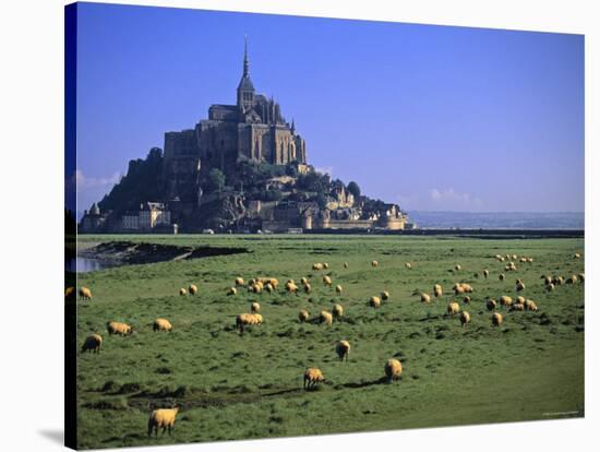 Mont St Michel, Manche, Normandy, France-Walter Bibikow-Stretched Canvas