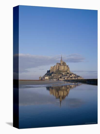 Mont St. Michel (Mont Saint-Michel) Reflected in Water, Manche, Normandy, France, Europe-Charles Bowman-Stretched Canvas