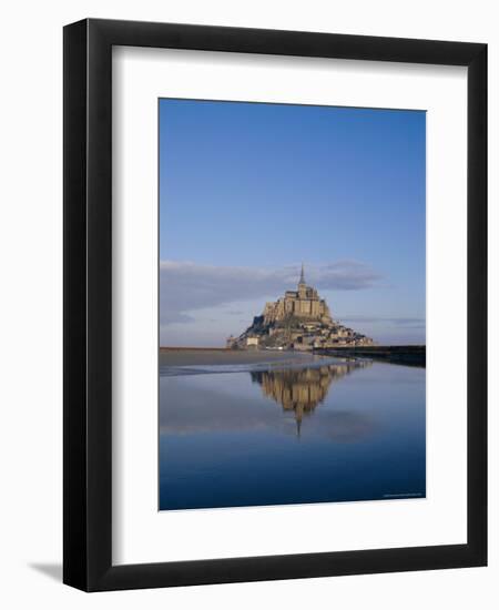 Mont St. Michel (Mont Saint-Michel) Reflected in Water, Manche, Normandy, France, Europe-Charles Bowman-Framed Photographic Print