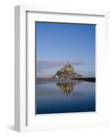 Mont St. Michel (Mont Saint-Michel) Reflected in Water, Manche, Normandy, France, Europe-Charles Bowman-Framed Photographic Print