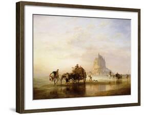 Mont St. Michel, Peasants returning to Pontorson on the approach of the Tide-Edward William Cooke-Framed Giclee Print