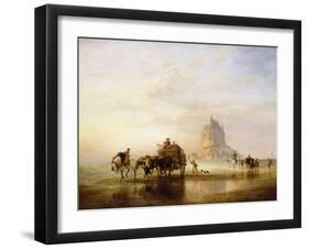 Mont St. Michel, Peasants returning to Pontorson on the approach of the Tide-Edward William Cooke-Framed Giclee Print