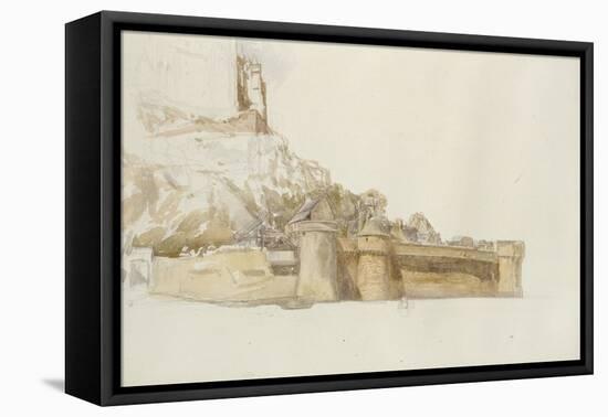 Mont St Michel: the Walls and Bastions, C. 1876 (Watercolour over Graphite on Paper)-Alfred William Hunt-Framed Stretched Canvas