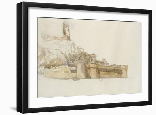 Mont St Michel: the Walls and Bastions, C. 1876 (Watercolour over Graphite on Paper)-Alfred William Hunt-Framed Giclee Print