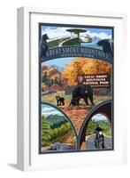 Montage - Great Smoky Mountains National Park, TN-Lantern Press-Framed Art Print
