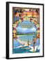 Montage - Honolulu, Hawaii-Lantern Press-Framed Art Print