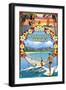 Montage - Honolulu, Hawaii-Lantern Press-Framed Art Print