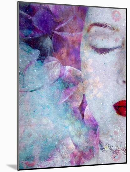 Montage of a Portrait with Flowers and Texture-Alaya Gadeh-Mounted Photographic Print