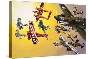 Montage of Aircraft with Colourful Markings-Wilf Hardy-Stretched Canvas