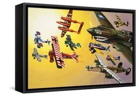 Montage of Aircraft with Colourful Markings-Wilf Hardy-Framed Stretched Canvas