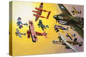 Montage of Aircraft with Colourful Markings-Wilf Hardy-Stretched Canvas