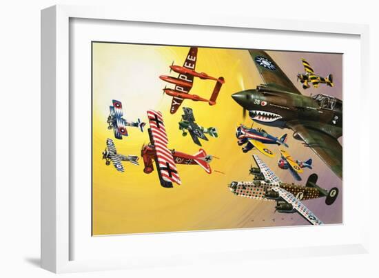 Montage of Aircraft with Colourful Markings-Wilf Hardy-Framed Giclee Print