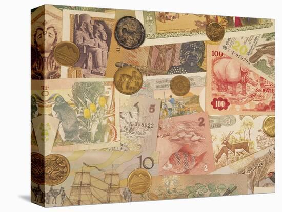 Montage of Coins and Paper Money-Steve Satushek-Stretched Canvas
