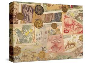 Montage of Coins and Paper Money-Steve Satushek-Stretched Canvas