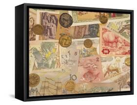 Montage of Coins and Paper Money-Steve Satushek-Framed Stretched Canvas