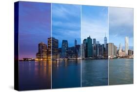 Montage of Manhattan Skyline Night to Day - New York - Usa-Samuel Borges-Stretched Canvas