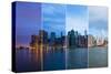 Montage of Manhattan Skyline Night to Day - New York - Usa-Samuel Borges-Stretched Canvas