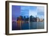 Montage of Manhattan Skyline Night to Day - New York - Usa-Samuel Borges-Framed Photographic Print