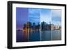 Montage of Manhattan Skyline Night to Day - New York - Usa-Samuel Borges-Framed Photographic Print