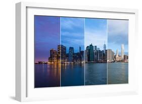 Montage of Manhattan Skyline Night to Day - New York - Usa-Samuel Borges-Framed Photographic Print