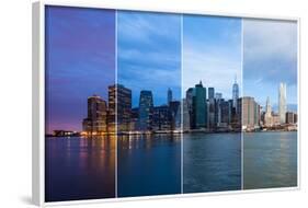 Montage of Manhattan Skyline Night to Day - New York - Usa-Samuel Borges-Framed Photographic Print