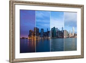 Montage of Manhattan Skyline Night to Day - New York - Usa-Samuel Borges-Framed Photographic Print