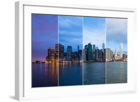 Montage of Manhattan Skyline Night to Day - New York - Usa-Samuel Borges-Framed Photographic Print