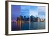 Montage of Manhattan Skyline Night to Day - New York - Usa-Samuel Borges-Framed Photographic Print