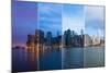 Montage of Manhattan Skyline Night to Day - New York - Usa-Samuel Borges-Mounted Photographic Print