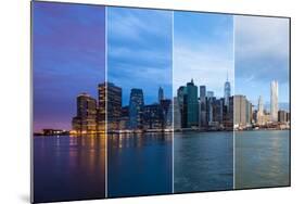 Montage of Manhattan Skyline Night to Day - New York - Usa-Samuel Borges-Mounted Photographic Print