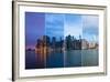 Montage of Manhattan Skyline Night to Day - New York - Usa-Samuel Borges-Framed Photographic Print