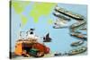 Montage of Ships from the Very Large Crude Carrier to Far Smaller Cargo and Passenger Ships-Clifford Meadway-Stretched Canvas