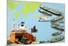 Montage of Ships from the Very Large Crude Carrier to Far Smaller Cargo and Passenger Ships-Clifford Meadway-Mounted Giclee Print