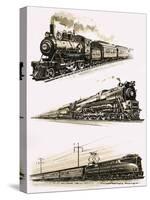 Montage of Us Trains-John S. Smith-Stretched Canvas