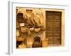 Montalcino, Basket Seller and Wall, Tuscany, Italy-Walter Bibikow-Framed Photographic Print