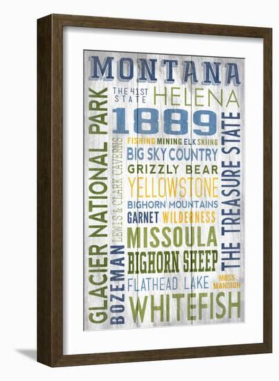 Montana - Barnwood Typography-Lantern Press-Framed Art Print