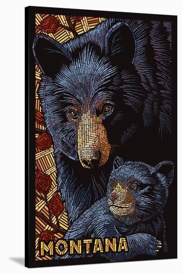 Montana - Bear Mosaic-Lantern Press-Stretched Canvas