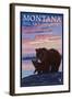 Montana - Big Sky Country - Bear and Cub, c.2008-Lantern Press-Framed Art Print