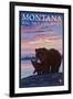 Montana - Big Sky Country - Bear and Cub, c.2008-Lantern Press-Framed Art Print