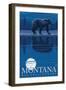 Montana, Big Sky Country, Bear at Night-Lantern Press-Framed Art Print