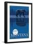 Montana, Big Sky Country, Bear at Night-Lantern Press-Framed Art Print