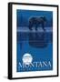 Montana, Big Sky Country, Bear at Night-Lantern Press-Framed Art Print