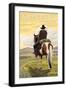 Montana, Big Sky Country, Cowboy on Horseback-Lantern Press-Framed Art Print