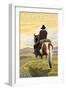 Montana, Big Sky Country, Cowboy on Horseback-Lantern Press-Framed Art Print