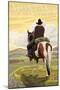 Montana, Big Sky Country, Cowboy on Horseback-Lantern Press-Mounted Art Print