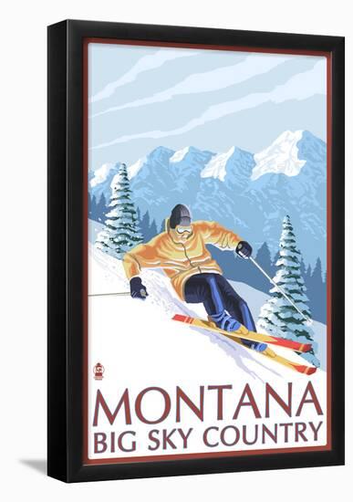 Montana - Big Sky Country - Downhill Skier, C.2008-null-Framed Poster