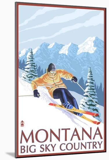 Montana - Big Sky Country - Downhill Skier, C.2008-null-Mounted Poster