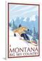 Montana - Big Sky Country - Downhill Skier, c.2008-Lantern Press-Framed Art Print