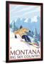 Montana - Big Sky Country - Downhill Skier, c.2008-Lantern Press-Framed Art Print